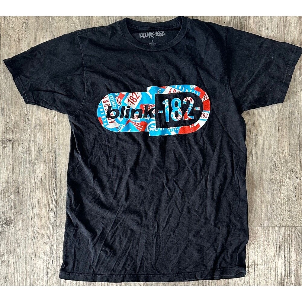 BLINK-182 Black Vintage ENEMA OF THE STATE Red/White/Blue Tour T Shirt Size S